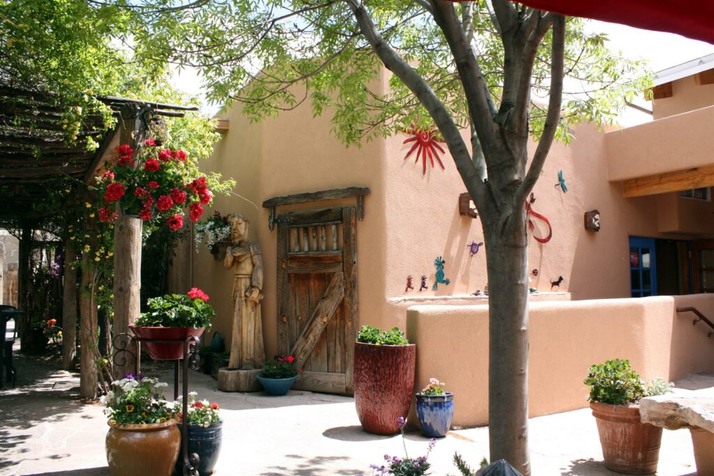 a tree in a courtyard