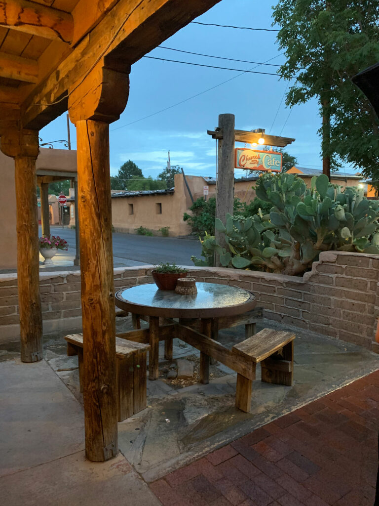 table and bench outside Church Street Cafe